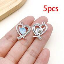 5/20pcs Silvery Plated Blue Rhinestone Charms Dolphin Shell Star Heart Butterfly Owl Pendant For DIY Bracelet Necklace Earring Jewelry Making Findings - Blue - View 19