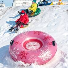 Yucalo Snow Tube, Heavy Duty Cold-Resistant Snow Sled With Handle, Multiple Colors (Green, Pink, Blue), Large Round Snow Sled For Winter Outdoor Snow Mountain Fun - Multiple Styles - View 3