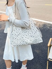 韓式時尚大容量復古通勤單肩包 慵懶豹紋托特包 女款手提包 新款 - 彩色 - 查看 2