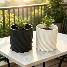 Spiral Rippled Flower Pot, Modern Minimalist Textured Succulent Planter, Suitable For Living Room, Window, Patio, Office Decoration, Beautiful Desktop Vase - Flower Pot - View 8