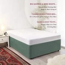 DUJUIKE Velvet Bed Frame Cover, Bed Skirt, Can Replace Traditional Bed Skirt, Suitable For Standard Double, Queen And King Size Beds - Pine and Cypress Green - View 4