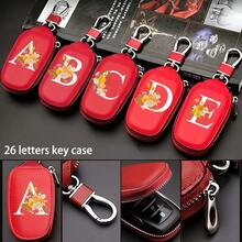 26 Letter Plainweavekey Bag,Red Yellow Flowerkey Bag,Car Keychain,Keychain,PUkeychain,Wallet,Zipper Bag,Carkeyorganizer,Men'sgift,Christmasgift - Multicolor - View 1