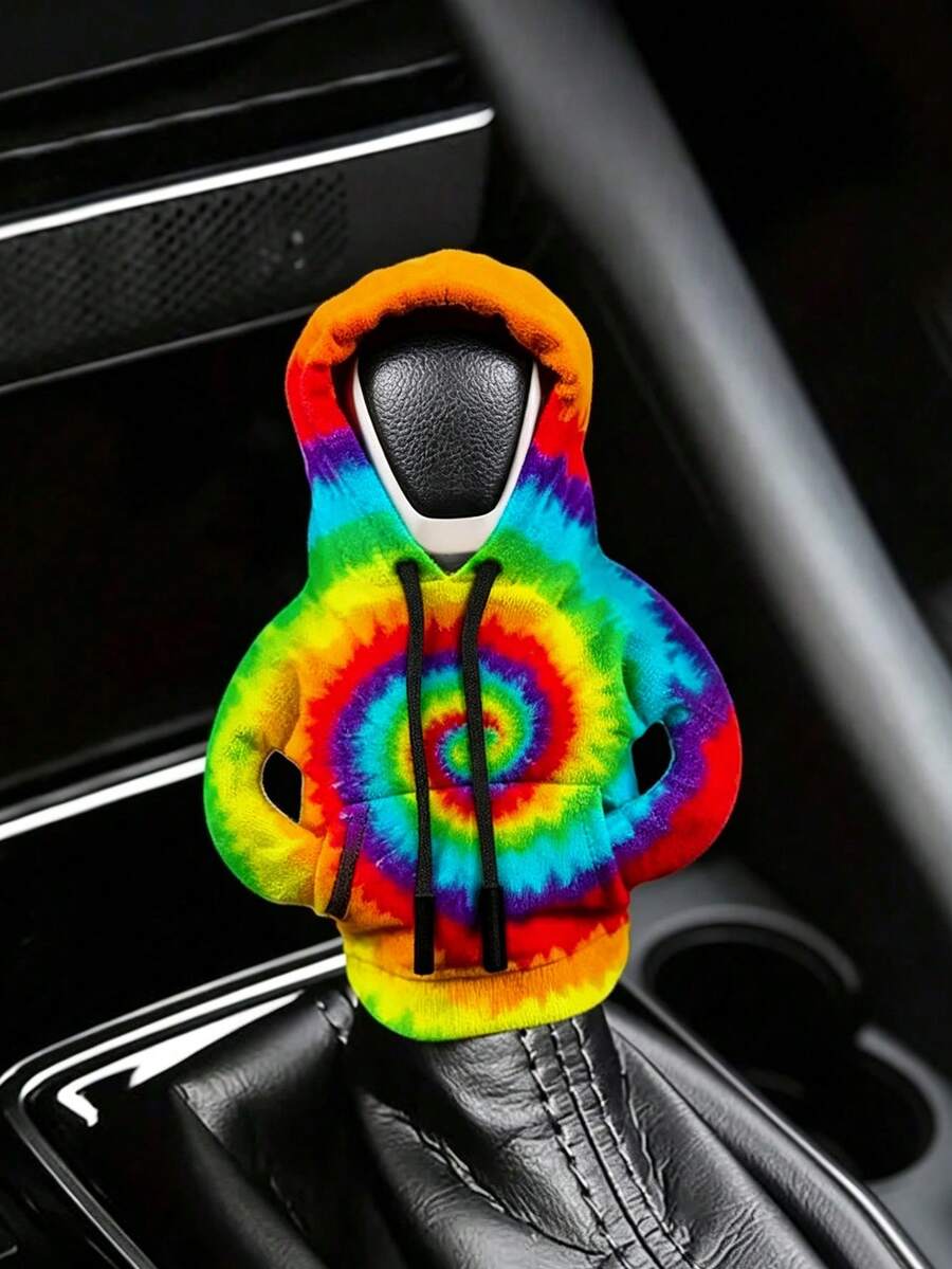 Creative Tie-Dye Colorful Personalized Car Interior Modification Decoration Funny Gear Shift Cover Dustproof Protective Sleeve - A - View 1