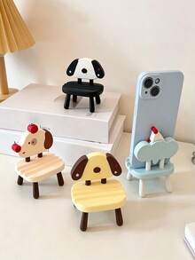 1pc Cute Cartoon Phone Stand, Creative Stool Design, Suitable For Phone Or Tablet, Upright Phone Holder, Phone Decoration, Phone Stand, Gift, Graduation Gift, Home Decor, Room Decor - Multicolor - View 2