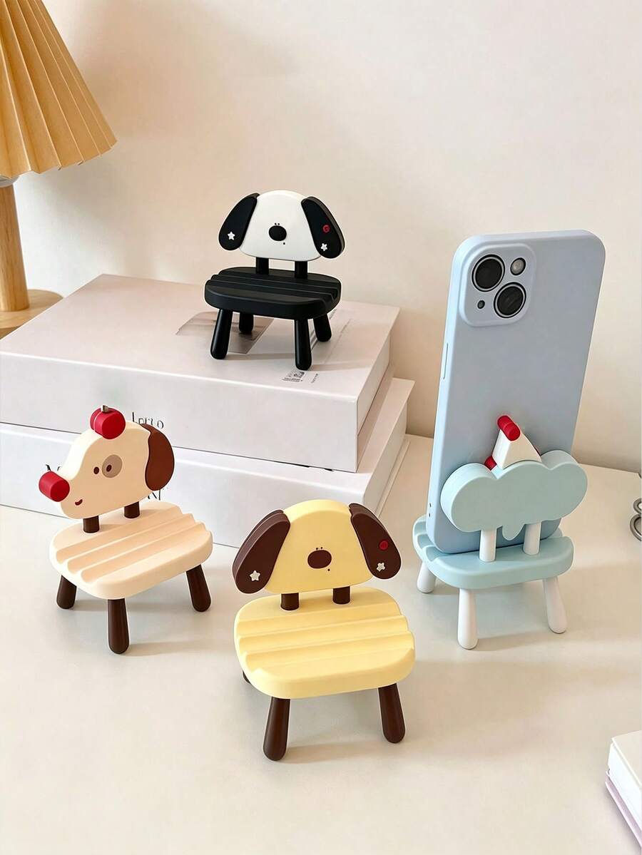 1pc Cute Cartoon Phone Stand, Creative Stool Design, Suitable For Phone Or Tablet, Upright Phone Holder, Phone Decoration, Phone Stand, Gift, Graduation Gift, Home Decor, Room Decor