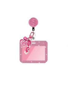 Shiny ID Card Holder With Lanyard And Matching Pendant, ID Card Storage Box, Anti-Loss Lanyard, Student ID Card Holder, Self-Service Restaurant Card Holder, Sliding Cover, Dual Card Slots, Small Card Slot, Bus Card Holder, Non-Inductive, Bank Card Holder, Metro Card Storage, Adjustable Portable ID Card Holder Decorative Keychain, Suitable For Office Workers And Students, Perfect Gift, Back To School Gift, Couple Card Holder, Bank Card Holder, Travel Essential - Multicolor - View 11