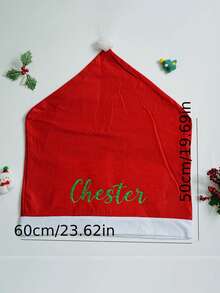 Customized Christmas Chair Covers, Customized Christmas Hat Chair Back Covers, Santa Hat Chair Covers, Personalized With Your Family Name, Suitable For Dining Room And Office Chairs - Multicolor - View 7