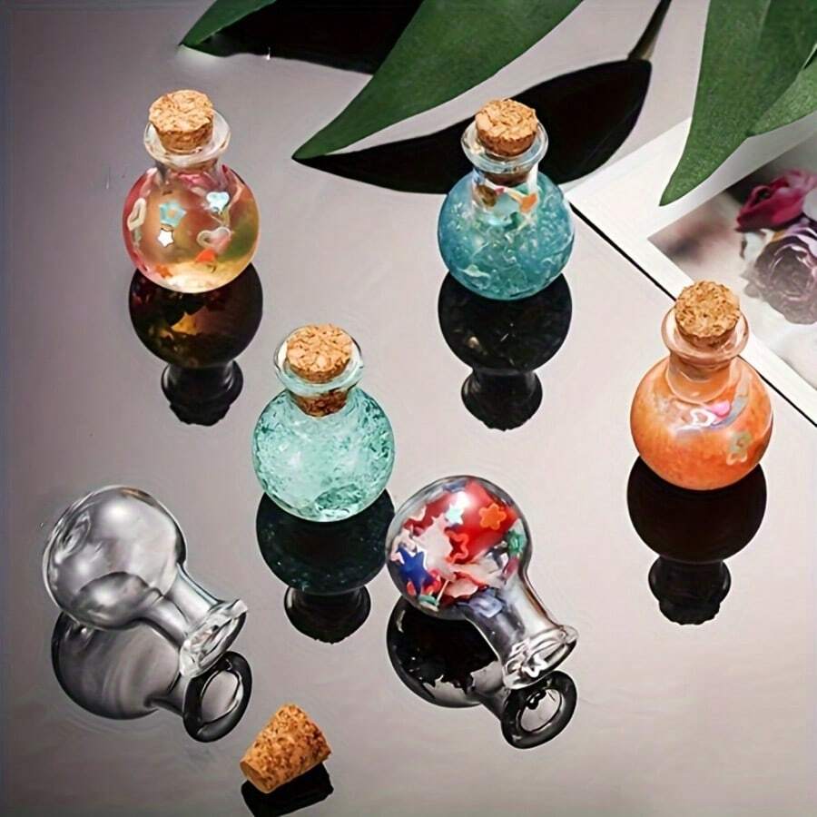 Wish Bottle With Cork Stopper, Mini Perfume Bottle, Mini Cork Drift Bottle, Suitable For Home Room Office Desk Office Decoration - Round Bottle - View 1