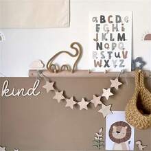 Nordic Style Wooden Star Garland Decoration, Suitable For Home Wall Or Birthday Party Decor. Made Of Solid Wood, Exquisite Pattern, Can Sway In The Wind When Hung, Creating A Dynamic And Beautiful Effect. - Star - View 5