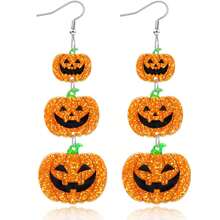 Pendientes de Acrílico Vintage de Halloween, Estilo Gótico Oscuro con Colgantes de Calabaza, Murciélago, Calavera y Fantasma, Joyería de Disfraz para Ambiente de Fiesta - Multicolor - Ver 7