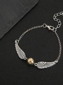 Golden Snitch Wings Bracelet - Handmade Hedwig Owl Pendant, Stackable Jewelry, Fan Gift, Magical Creature Style - one-size - View 5