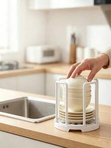1pc Expandable Vertical Dish Rack - Adjustable Kitchen Cabinet Storage Shelf, Space-Saving Stackable Dish Organizer - Fits 4.5 To 7.5 Inch Plates - ABS Plastic Material, Kitchen Sink Dish Drainer, Multi-Functional Dish Storage Rack, Back To School, Party And Holiday Essential, Summer Must-Have, Christmas Decoration - Multicolor - View 7
