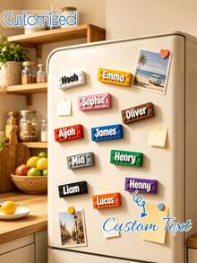 Customizable Colorful Fridge Magnets, Customizable Text, Suitable For Valentine's Day, Birthday, Anniversary, Mother's Day, Housewarming Gift, Initial Name Anniversary Gift, Exquisite And Romantic, Home Decor Choice - Multicolor - View 1