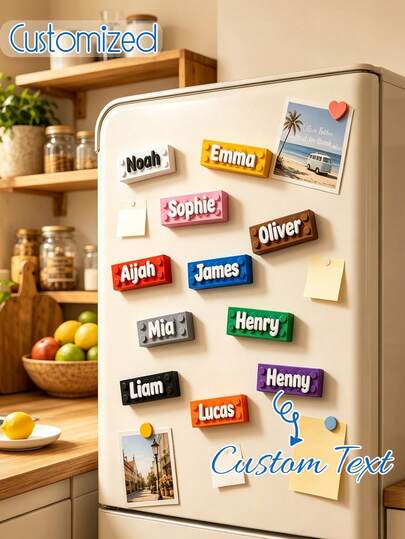 Customizable Colorful Fridge Magnets, Customizable Text, Suitable For Valentine's Day, Birthday, Anniversary, Mother's Day, Housewarming Gift, Initial Name Anniversary Gift, Exquisite And Romantic, Home Decor Choice