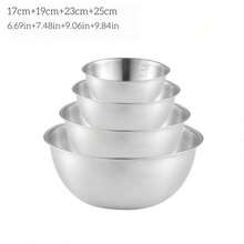 3/4pcs Stainless Steel Graduated Salad Bowl, Stackable Mixing Bowl, Household Baking And Cooking Bowl, Easy To Clean, Outdoor Food Preparation Tool, Simple And Stylish High-End Kitchenware - Multicolor - View 13