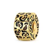 1Pc 18K Gold Plated Cheetah Leopard Pattern Series, Spacer Beads, Clip Charm & Safety Chain Charms, DIY Jewelry Findings For Bracelet Necklace Making - Gold - View 11