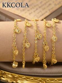 KKCOLA 1 Fashion Heart Bracelet Perfect For Parties, Festivals, Daily Wear-Ideal For Giving To Lovers, Mothers, Or Daughters As Accessories - Yellow Gold - View 5