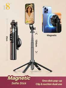 D8 Magnetic Attraction Cell Phone Selfie Stick Tripod, Smartphone Tripod Stand All-In-1 With Integrated Wireless Remote,Portable,Lightweight,Extendable Phone Tripod , All-In-1 Cell Phone Selfie Stick Tripod With 360° Rotatable Fill Light, 1300MM Extendable Portable Lightweight Smartphone Tripod Stand, Compatible With Iphone Duo 18 17/16/15/14/13 & All Android Phones - one-size - View 15