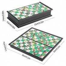 Magnetic Snakes And Ladders Game Set, Foldable Portable Design, Lightweight And Convenient, Travel Game Set Gift, Family Entertainment Toy - Green - View 8