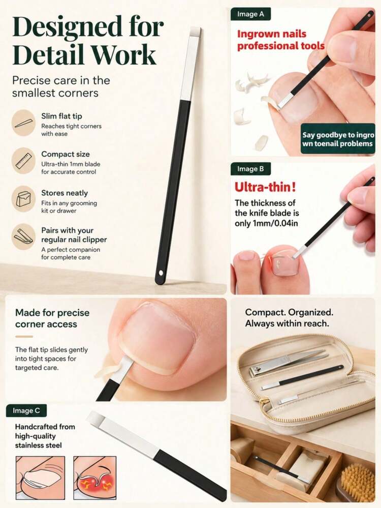 5件/1套超薄深槽指甲剪，男女通用修甲輔助工具 - 均碼 - 查看 4