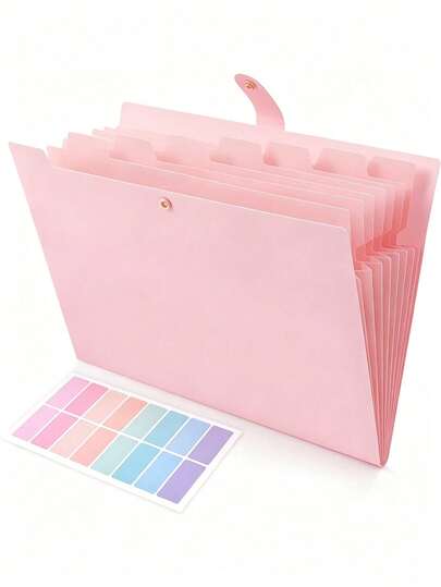 8-Pocket Expanding File Folder With Colorful Labels, Accordion-Style Paper Organizer Box, Portable Expandable Bill And Receipt Holder, A4 Document Storage, Suitable For Home, School And Office Supplies,Back To School