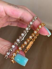 1 buah Gelang Manik Gelembung Berlapis Minimalis yang Modis dan Serbaguna untuk Wanita, Aksesori Perhiasan Fashion Mewah, Unik, dan Personalisasi - Gelang Manik-Manik Gelembung - View 1
