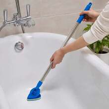 1pc/1set Extendable Long Handle Cleaning Brush, 4-In-1 Triangular Brush Head Replaceable (Brush+Sponge+Velvet+Chenille), Extendable Up To 35 Inches, Suitable For Bathtub, Tile, Floor, Wall, Shower, Toilet, Bathroom Kitchen Home Cleaning Tool - Cleaning Brush - View 4