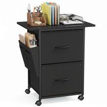 VASAGLE 2-Drawer File Cabinet, Mobile Printer Stand - Black - View 8