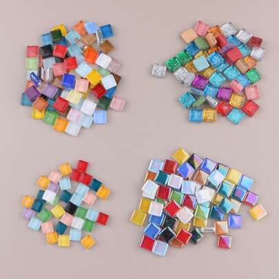 120g gạch mosaic kính vuông nhiều màu nhiều kiểu cho nghệ thuật mosaic DIY, phụ kiện thủ công handmade