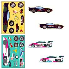 6/12/36/60 Sheets Make Your Own Car Stickers For Teens, Cartoon 6 Race Cars DesignsMake A Face Stickers For Party Favor Stickers, Decorative Laptop Scrapbook - Multicolor - View 17
