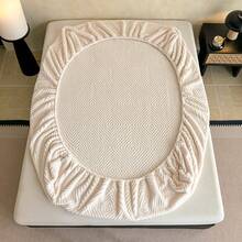 1pc Jacquard Fitted Sheet(Pillowcases Not Included), Available In Multiple Colors, Soft & Warm Mattress Protector, All‑Around Elastic Design, Comfortable And Durable Home Textile, Bedroom Bedding, Suitable For All Seasons, An Excellent Gift - Off-white - View 5