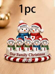 Custom Christmas Snowman Ornament, Personalized 1-9 Names Family Decor, Customized Xmas Keepsake Gift, Customizable Tree Hanging Ornament For Family Christmas Party Decorations - Style F - View 11