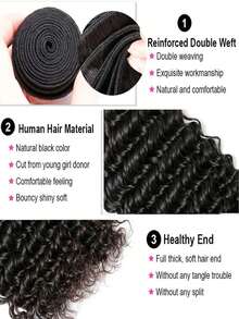 Deep Wave Bundles Human Hair 32 Inch Hair Extensions Natural Black Brazilian Virgin Human Hair Bundles For Women Wet And Wavy Quick Weave Hair Extensions Double Weft - SNatural - View 4