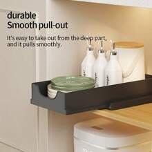 No-Drill Pull-Out Kitchen Cabinet Organizer - Slide-Out Drawer Shelf For Under Sink, Adjustable Rails, Large Capacity, Material - Multicolor - View 7