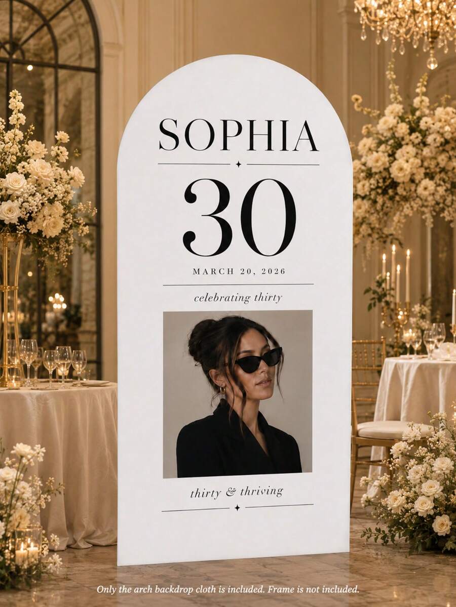 Custom Wedding Arch Fabric Cover | Personalized Photo/Name/Date/Text, Polyester Double-Sided Stretch Background Cloth, Party Decoration, Wedding Welcome Sign, Bridal Shower Gift, No Power Needed, Suitable For Wedding, Birthday, Party - Multicolor - View 1