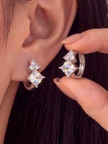 2pcs/Set Luxury Style Women's Earrings Suitable For Daily Commute, Date, Evening Party, Holiday Wear - Square - View 2