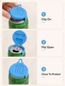 1pc Portable Can Lid Protector, Dust-Proof Sealing Cover For Carbonated Drinks, Beer And Soft Drink Cans, Reusable Flip-Top Hygienic Can Lid, Fun Cartoon Style, Suitable For Kitchen, Home, Cafe, Restaurant, Party, Picnic And Travel - View 10