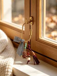 Bag Keychain For Women, Teddy Bear Keychain Pendant With Beads And Ribbon Design, Y2K Style Bag Charm And Car Accessory, Lightweight Keychain, Suitable For Daily Use, Multi-Functional Bag Decor, Rearview Mirror Pendant, Applicable To Handbags, Crossbody Bags, Shoulder Bags, Car Keys, Backpacks, Suitable For Women, Men, Tourists, Friends And Family, Perfect Gift For Teacher's Day, Graduation Season, Back To School, Independence Day, Birthday, Anniversary - Multicolor - View 9