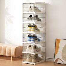 Lifevilion 6-Layer Transparent Shoes Cabinet Thickened Foldable Sneaker Shoe Organizers Stackable Dustproof High-Top Box Shoe Rack Shelf - Multicolor - View 8