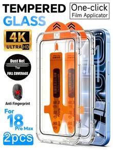 2 Packs Ultra HD Tempered Glass Screen Protector, Compatible With IPhone 18 RPO MAX/18 PRO/17/17 Air/15 Pro Max/16 Pro Max/16/15/14/13/12/11/Plus/Mini/XS Max/XR/X, One-Click Installation Tool, 9H+ Tempered Glass Film, Anti-Fingerprint, Full Coverage, Case Friendly - Clear - View 42