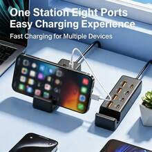 8-In-1 USB Hub Docking Station [4 USB + 4 Type-C] Portable USB Adapter Phone Stand With Fast Charging Multi-Port Power Strip Type-C/USB-A - Multicolor - View 4