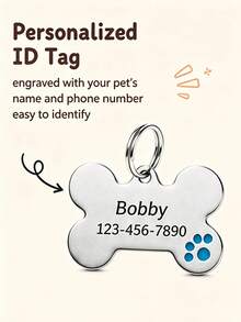 Kalung Hewan Peliharaan Kustom, Tali Leher Kulit Sintetis Tahan Lama dengan Liontin ID Jejak Kaki Logam Berwarna-warni, Cocok untuk Kucing dan Anjing, Tersedia Berbagai Ukuran, Kalung Kucing dan Anjing Kustom Anti-Hilang yang Diukir - MultiWarna - View 5