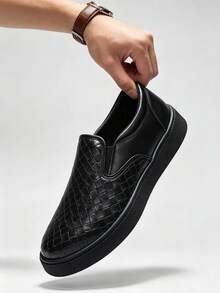 Men Leather Casual Shoes Breathable Loafers Men Sneakers New Male Comfortable Leather Flat Footwear Sneakers Men Shoes - Black - View 2