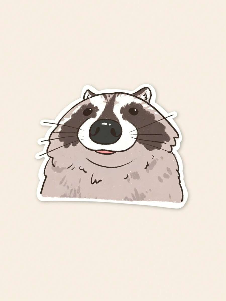 1pc Cute Raccoon Animal Sticker, "Trash Panda" Decal For Phone Case & Journal, Funny Wildlife Stationery Decor - Multicolor - View 1