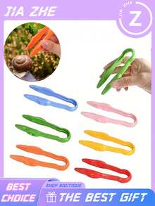 3 PiecesFine Motor Skills Training Set (Random Color), Smooth Opening And Closing, Comfortable Grip, Suitable For Small Hands To Develop Fine Motor Skills. Large Tweezers For Catching Insects And Observation Experiments. - A - View 1