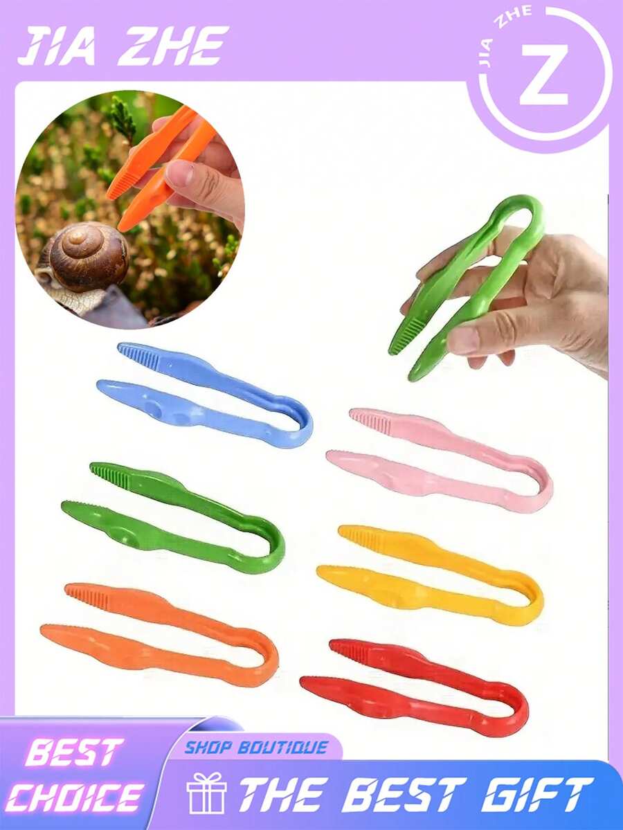 3 PiecesFine Motor Skills Training Set (Random Color), Smooth Opening And Closing, Comfortable Grip, Suitable For Small Hands To Develop Fine Motor Skills. Large Tweezers For Catching Insects And Observation Experiments. - A - View 1