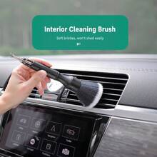 2Pcs Car Interior Detailing Brush Set - Soft Bristle Cleaning Tools For Air Vents, Dashboard & Crevices, Dual Size For Deep Dust Removal - A - View 5