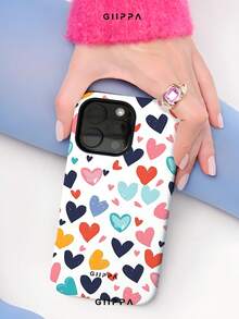 GIIPPA 1pc White Background & Heart Pattern Design Phone 17 Pro Max Phone Case, Compatible With Phone 16 Pro Max, 15 Pro Max, 14 Pro Max, Korean Style High-End Fashion Fun Phone Case, Compatible With 11/12/13/14/15/16 Pro Max Plus, Elegant Design Suitable For Men And Women, Perfect Gift For Girlfriend On Christmas, Valentine's Day, Easter, Wedding Season And Birthday! - Multicolor - View 5