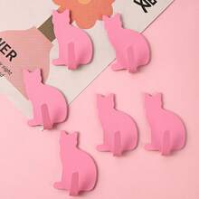 4pcs Pink Cat Wall Hooks - Easy To Install, Suitable For Room, Bedroom, Living Room, Office - Can Store Keys, Coats, Towels, Jewelry, Butterfly Bedroom Decor, Room Jewelry Storage Rack, Fashionable Storage Solution, Elegant Design - Multicolor - View 5