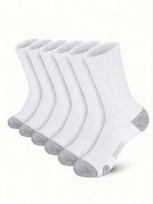 10 Pairs Black & White Popular Plus Size Men's Basketball Sports Mid-Calf Socks, Work Socks, Autumn Socks, Available In 20/10/5/1 Pairs - Black and White - View 2